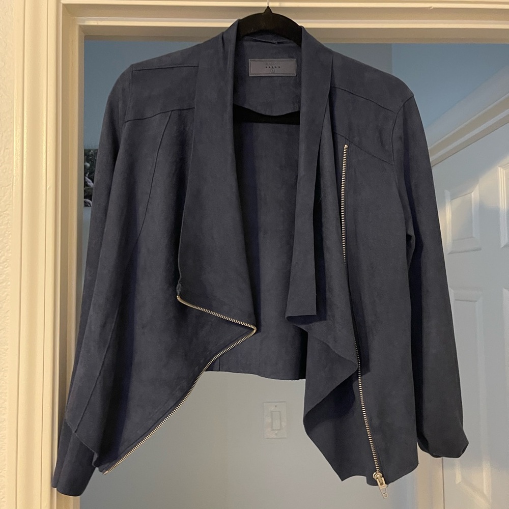 Suede open front jacket